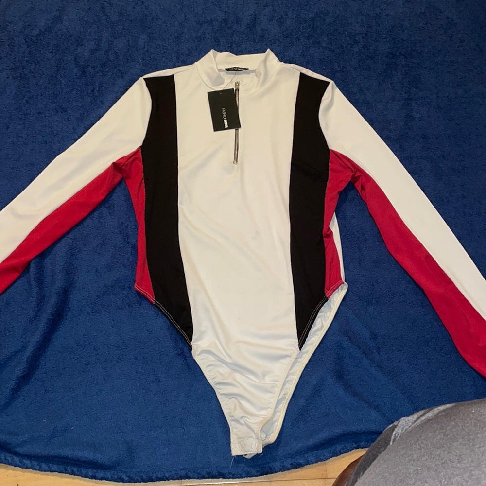 Front zipper bodysuit from fashion nova.